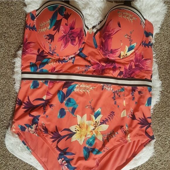 BOUTIQUE floral one piece swim suit Size 3X - Picture 1 of 9